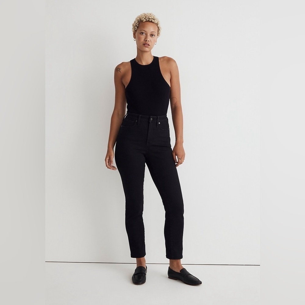 MADEWELL Black Rinse Wash Curvy Stovepipe Jeans High Rise Full Lenght
